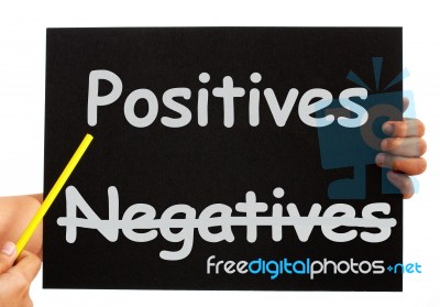 Pointing Positives On Blackboard Stock Photo