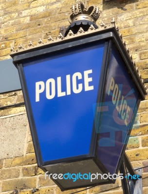 Police Lantern In England Stock Photo