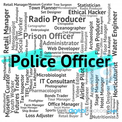 Police Officer Indicates Law Enforcement And Administrators Stock Image