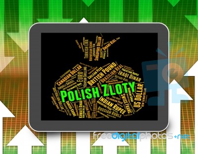 Polish Zloty Shows Foreign Currency And Coinage Stock Image