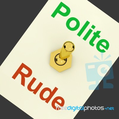 Polite Rude Lever Shows Manners And Disrespect Stock Image