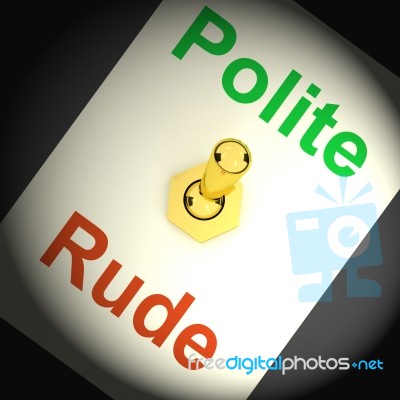 Polite Rude Switch Shows Manners And Disrespect Stock Image