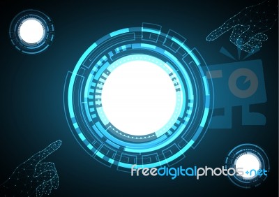 Polygon Hand Touch Point Technology Circle Stock Image