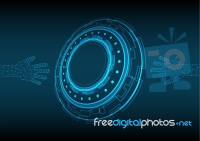 Polygon Hand Touch Technology Circle Stock Image