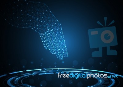 Polygon Holding Hand Touch Point Technology Circle Stock Image