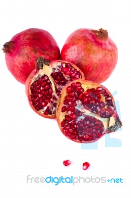 Pomegranates On White Stock Photo