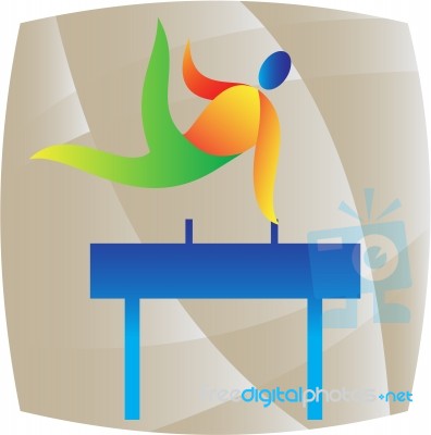 Pommel Horse Gymnastics Square Retro Stock Image