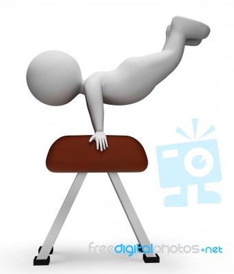 Pommel Horse Means Physical Activity And Apparatus 3d Rendering Stock Image