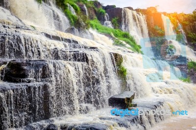 Pongour Falls  Beautiful Waterfall  In Rain Season ,dalat ,viet Stock Photo