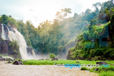 Pongour Falls  Beautiful Waterfall  In Rain Season ,dalat ,vietn… Stock Photo