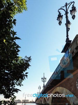 Pont De Pierre (peter's Bridge) Over The River Garonne In Bordea… Stock Photo