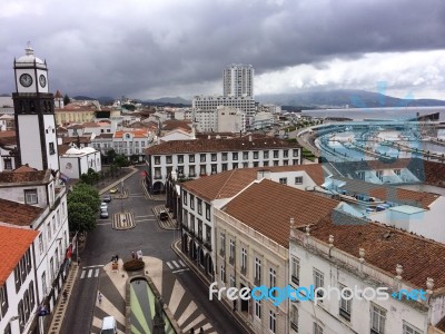 Ponta Delgada City View Stock Photo