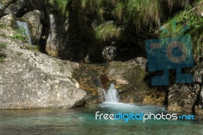 Pool Of Horses At Val Vertova Lombardy Near Bergamo In Italy Stock Photo