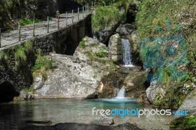 Pool Of Horses At Val Vertova Lombardy Near Bergamo In Italy Stock Photo