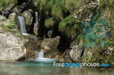 Pool Of Horses At Val Vertova Lombardy Near Bergamo In Italy Stock Photo