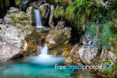 Pool Of Horses At Val Vertova Lombardy Near Bergamo In Italy Stock Photo