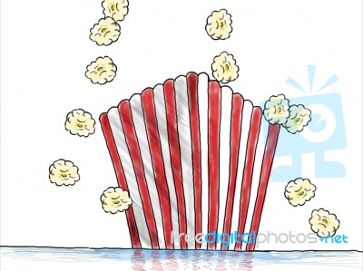 Popcorn Popping Box Drawing Color Stock Image