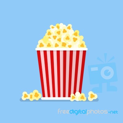 Popcorn Snack In Flat Style Stock Image