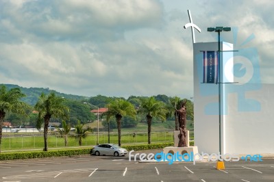 Pope John Paul Ii Statue In Front Of Albrook Mall In Panama City… Stock Photo