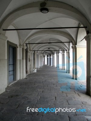 Porch In The Streets Of Sarzana Stock Photo