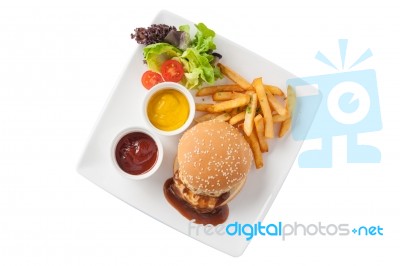 Pork Burger Set Stock Photo