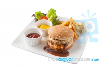 Pork Burger Set Stock Photo