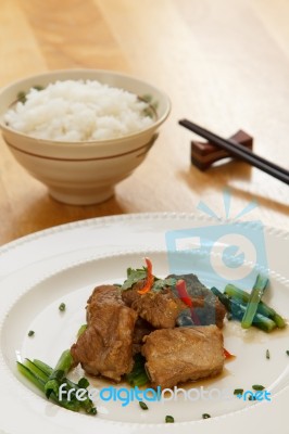 Pork Roast With Rice Stock Photo