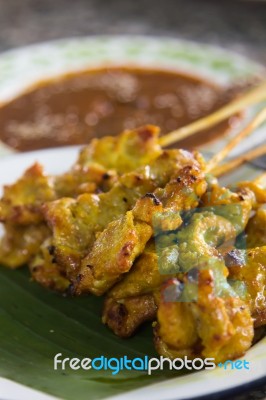 Pork Satay Stock Photo