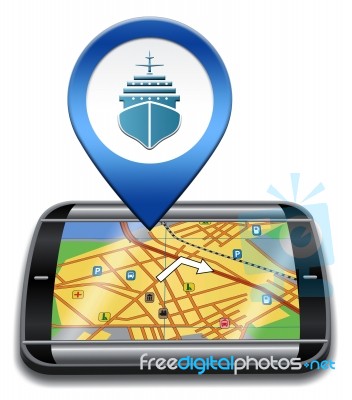 Port Location Represents Cruise Liner 3d Illustration Stock Image