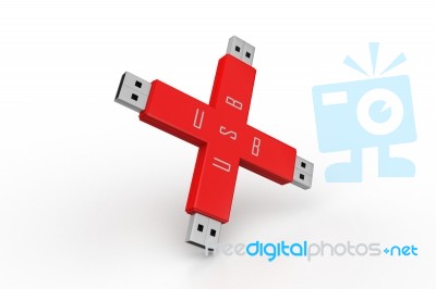 Portable Usb Drive Memory Connected Stock Image