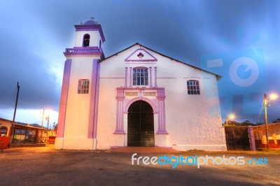 Portobelo, Panama - Apr 15: The Large White Church At Portobelo Stock Photo