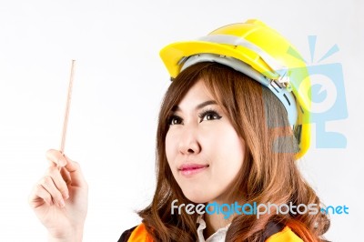 Portrait Asian Engineer Stock Photo