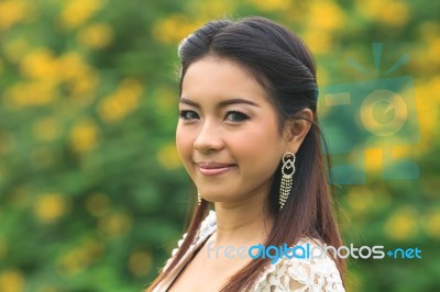 Portrait Beautiful Asian Girl Stock Photo