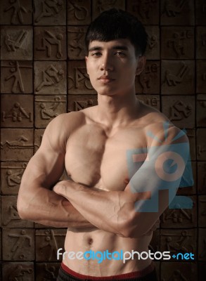 Portrait Muscular Male Stock Photo