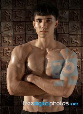 Portrait Muscular Male Stock Photo