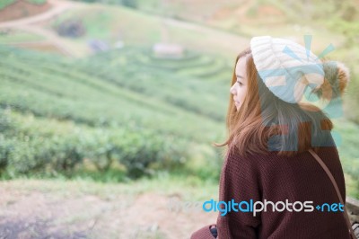 Portrait Of A Beautiful Asian Women With Nature Background Stock Photo