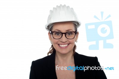 Portrait Of A Bespectacled Female Architect Stock Photo