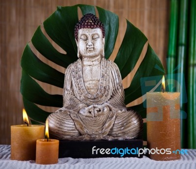 Portrait Of A Buddha Statue Stock Photo