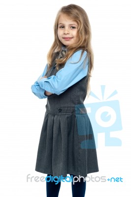 Portrait Of A Cute Little Schoolgirl Stock Photo