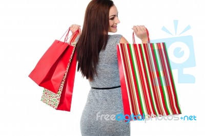 Portrait Of A Fashionable Shopaholic Woman Stock Photo