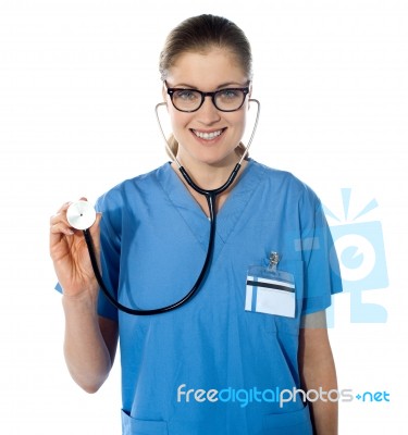 Portrait Of A Friendly Female Doctor Stock Photo