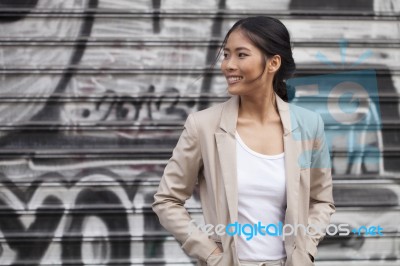 Portrait Of A Girl On The Street Stock Photo