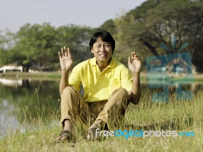 Portrait Of A Happy Asian Man Stock Photo