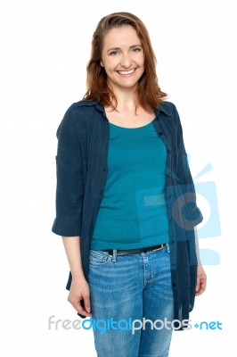 Portrait Of A Happy Middle Aged Woman Stock Photo