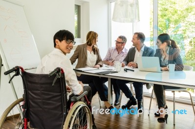 Portrait Of A Man In Wheelchair Stock Photo