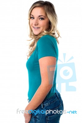 Portrait Of A Pretty Young Woman In Casuals Stock Photo