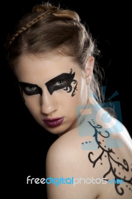 Portrait Of A Women With Fantasy Make Up Stock Photo