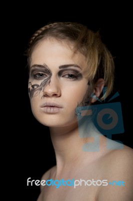 Portrait Of A Young Women With Fantasy Make Up Stock Photo