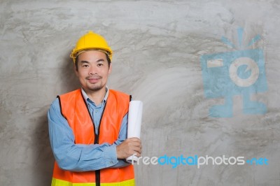 Portrait Of Asian Construction Technician Stock Photo