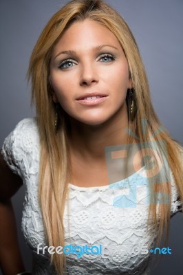 Portrait Of Beautiful Blonde Woman Stock Photo